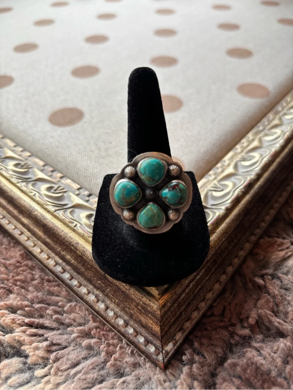 Number 8 Turquoise Cluster Statement Ring - Sterling silver